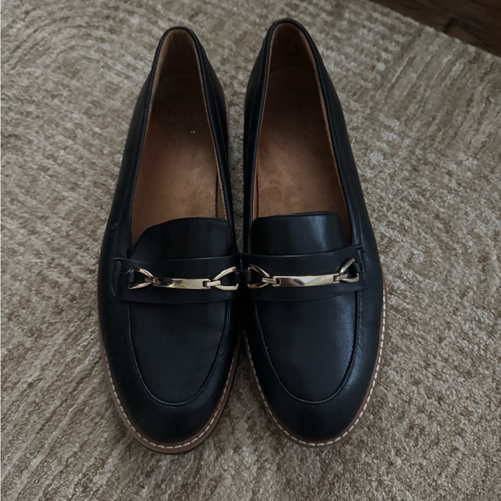 Elegant Black Loafers with Gold Accent